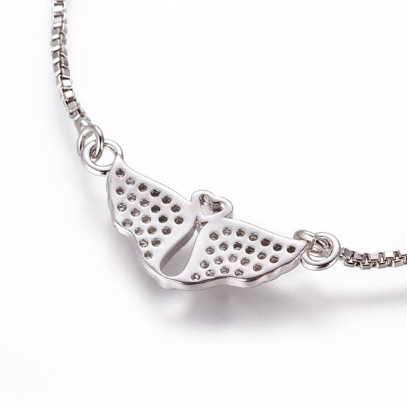 NWOT Rhinestone Wings Heart Butterfly Adjustable bolo slider bracelet 2/$10 - Picture 3 of 5